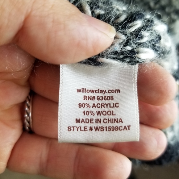 Willow and Clay Gray White Floral Wool Blend Coat - Picture 6 of 7